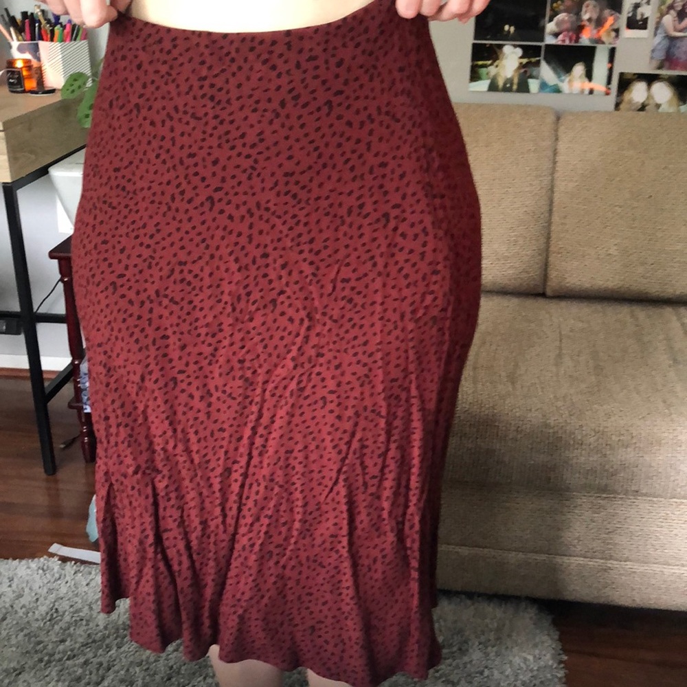 Maroon cheetah print skirt